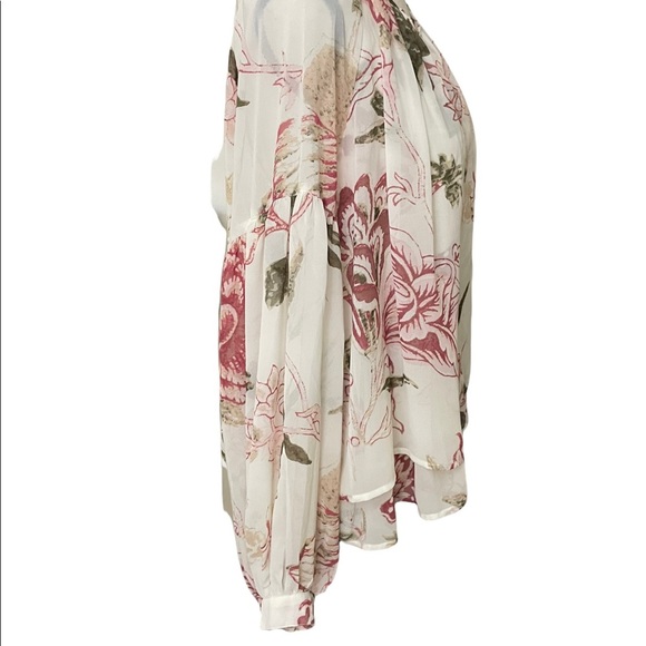 Lucky brand womens long sleeve printed peasant top ruffle details size Medium - Picture 6 of 14